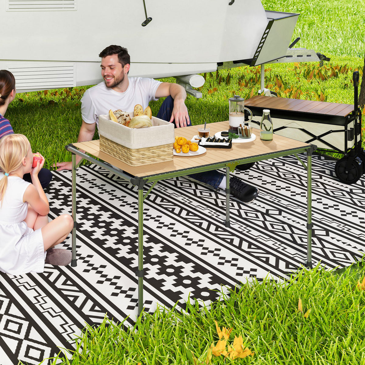 Adjustable Height Aluminum Folding Camping Table, 48 x 32 in – image 1