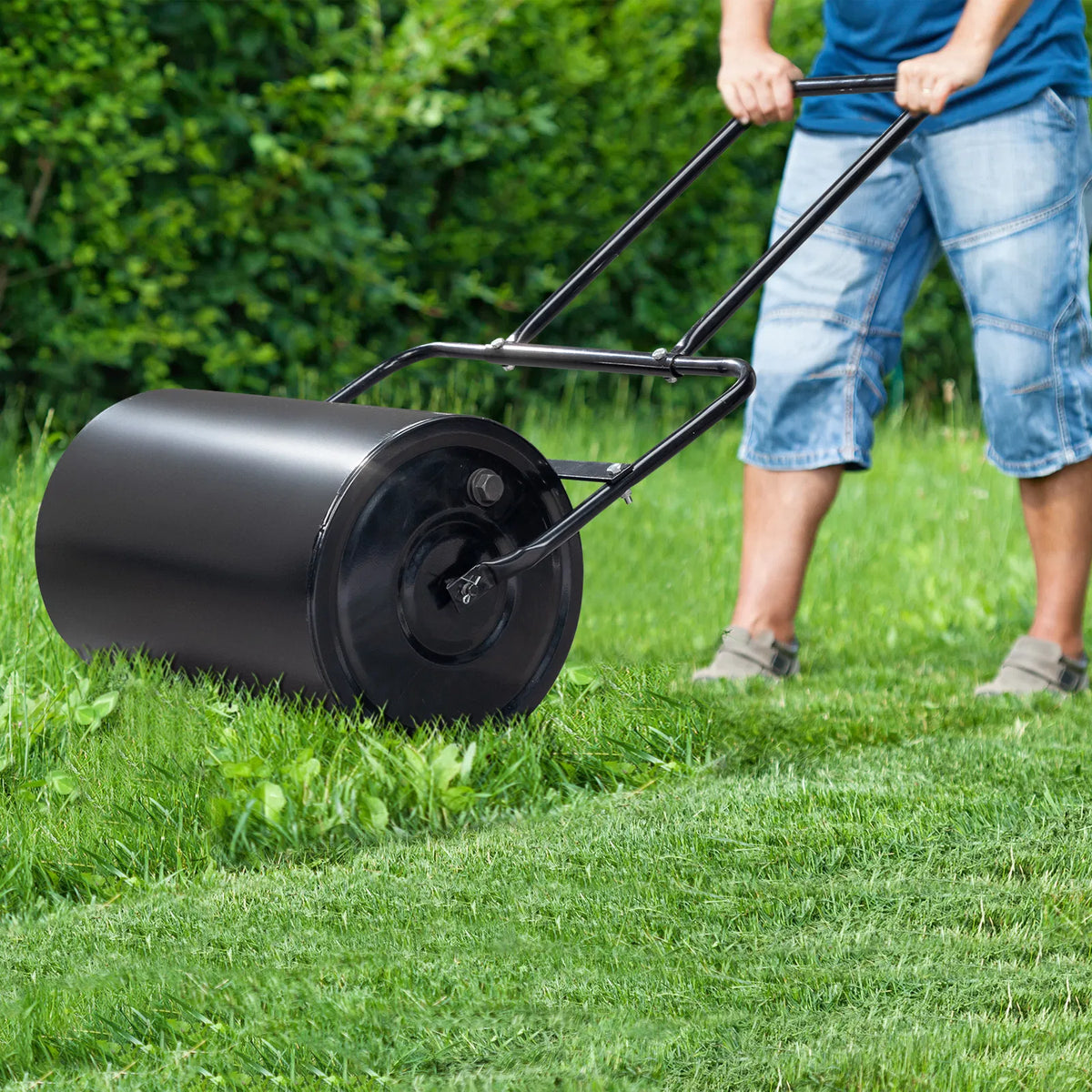Lawn Roller 19.5 in Steel Drum, Push or Tow, 10 Gal Water Fill