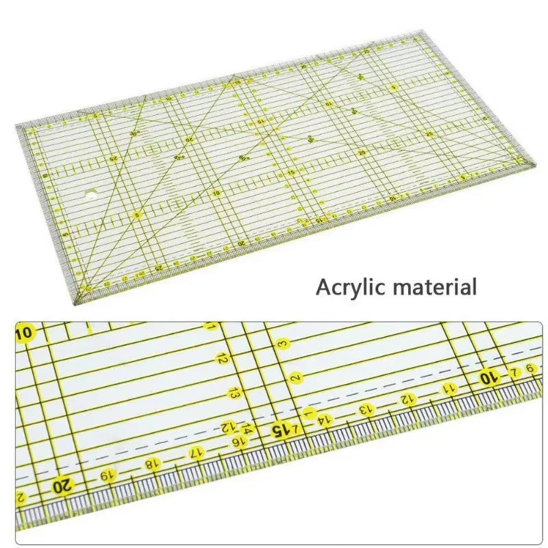 Quilting Ruler 6x12 in Acrylic with Double-Color Grid and Angle Lines – image 5