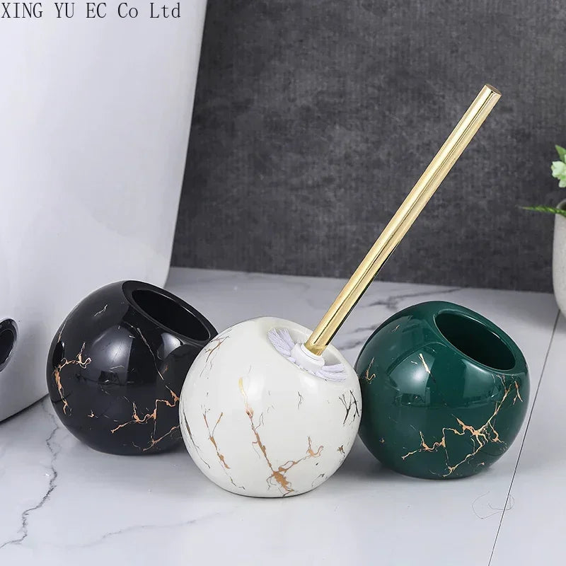 Toilet Brush with Marble-Look Ceramic Holder – image 5