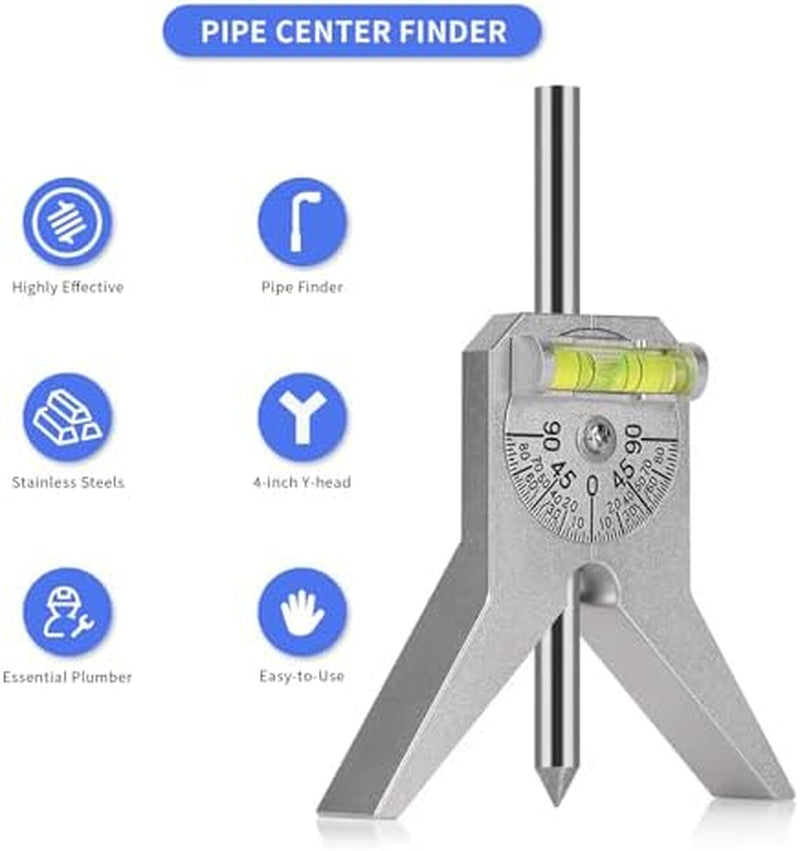 Pipe Center Finder, 4 in Y-Head Centering Tool with Bubble Protractor – image 2