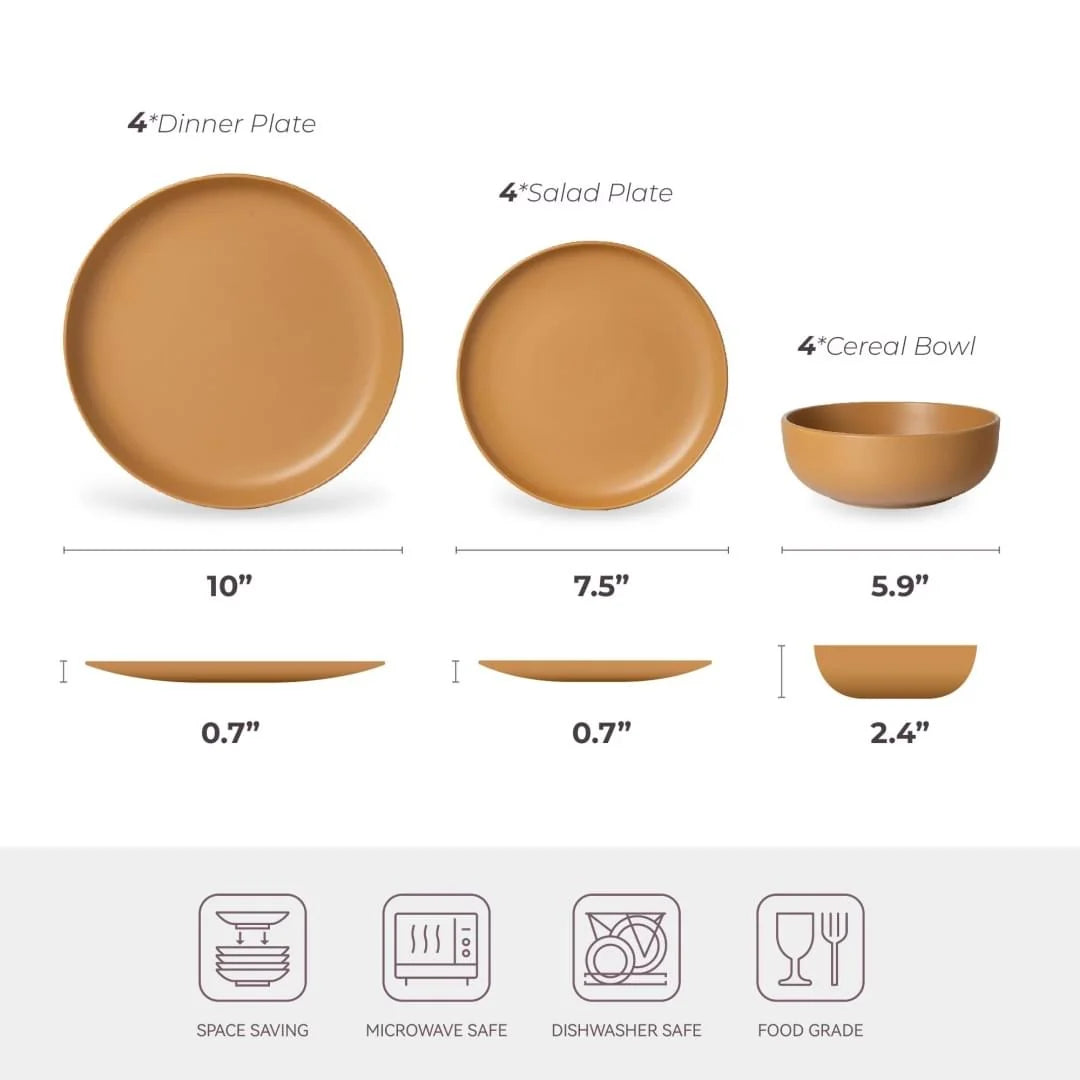 Stoneware Dinnerware Set 12-Piece Plates & Bowls for 4 – image 5