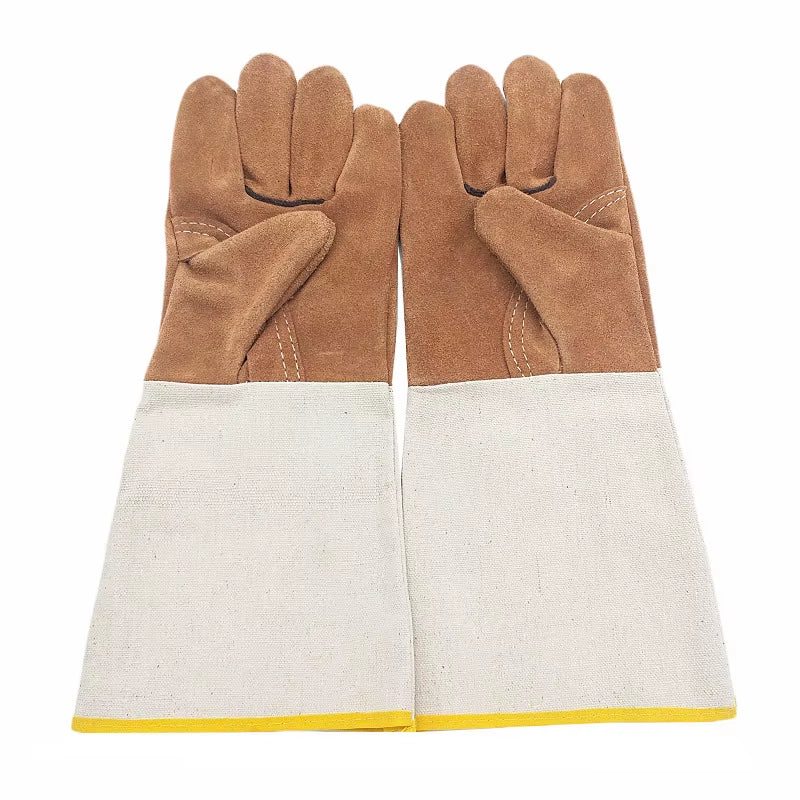 Long Leather Welding Gloves with Canvas Sleeve