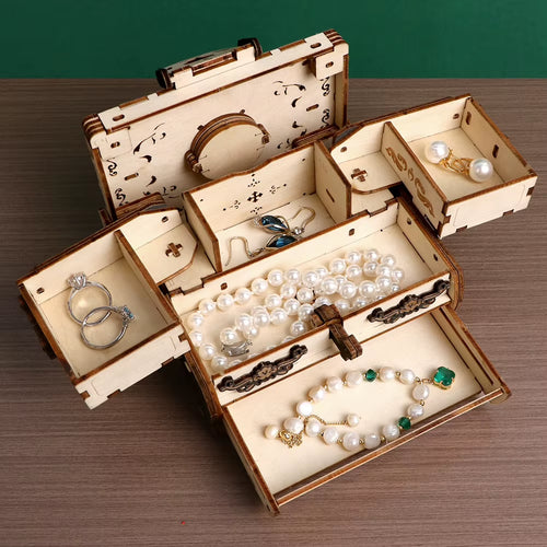 3D Wooden Puzzle Jewelry Box - DIY Carved Vintage Keepsake Box Kit – image 2
