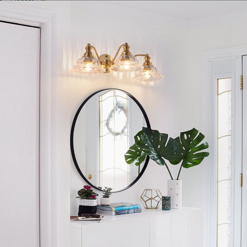 24 Inch 3-Light Vintage Gold Vanity Light with Glass Shades – image 8