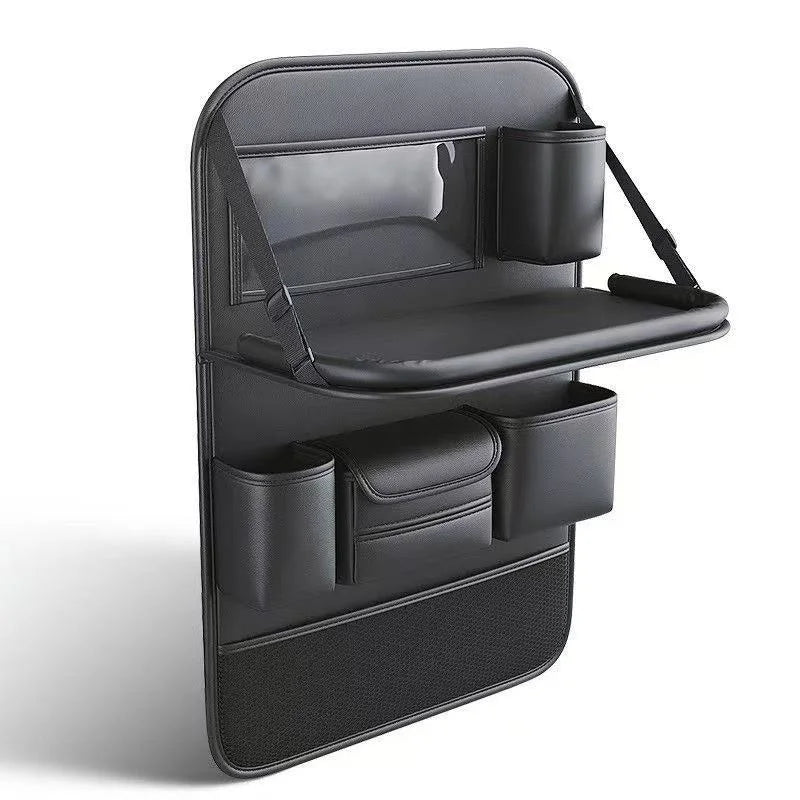 Backseat Organizer with Fold-Down Tray - PU Leather Kick Guard