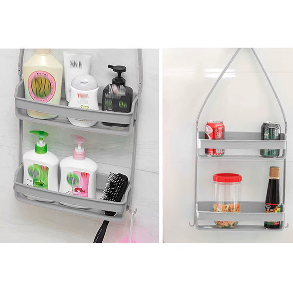 Hanging Shower Shelf – Double-Tier No-Drill Bath Caddy – image 6