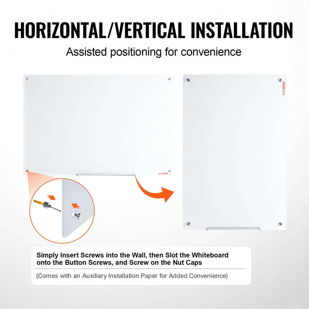 Magnetic Glass Whiteboard 48 x 32 in, Frameless Dry Erase Board – image 5