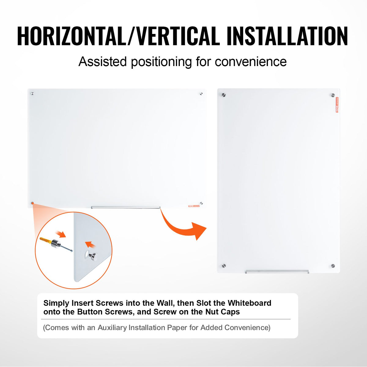Magnetic Glass Whiteboard 48 x 32 in, Frameless Dry Erase Board – image 5