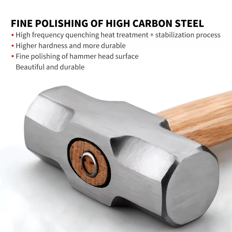 Sledge Hammer with Wood Handle, Forged Steel Octagon Head – image 3