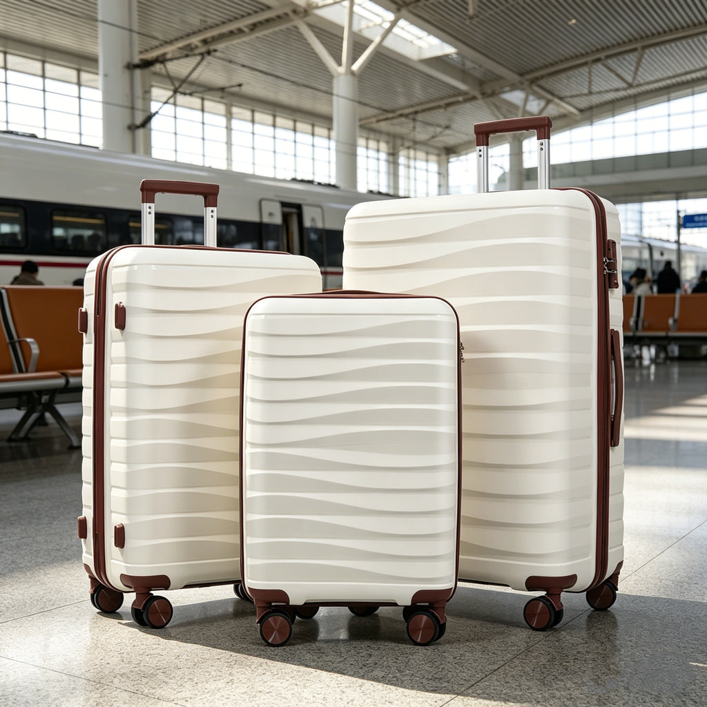 3-Piece Hardside Luggage Set, 20/24/28 in Spinners, Ivory and Brown – image 6