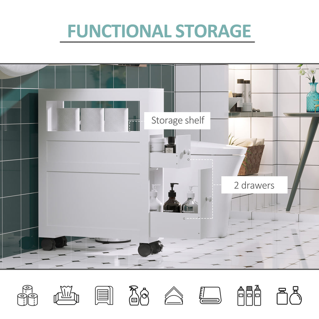 Narrow Rolling Bathroom Storage Cabinet 6.25 in Wide, White – image 6