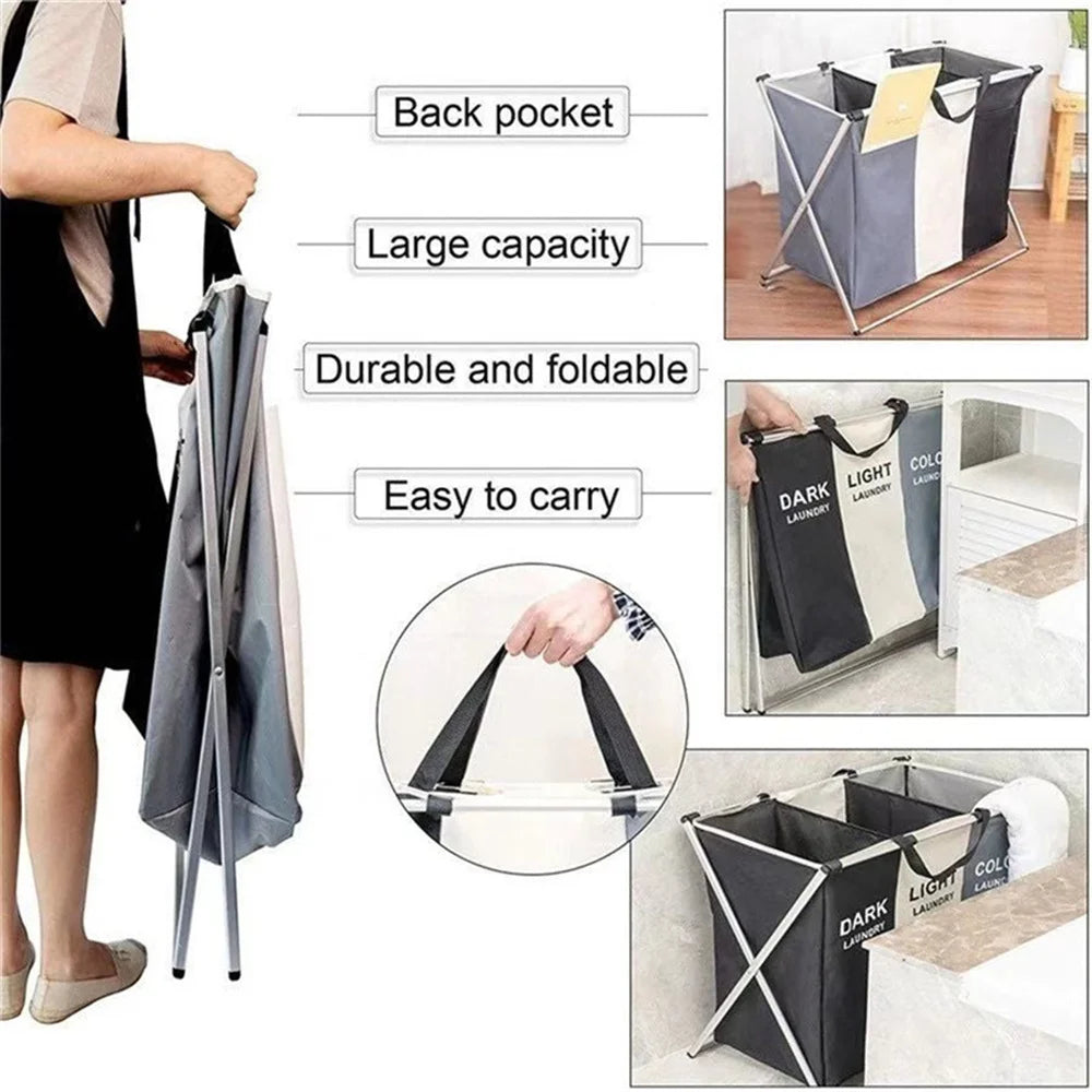 Foldable Laundry Basket Organizer, 1-3 Section Waterproof Hamper – image 3