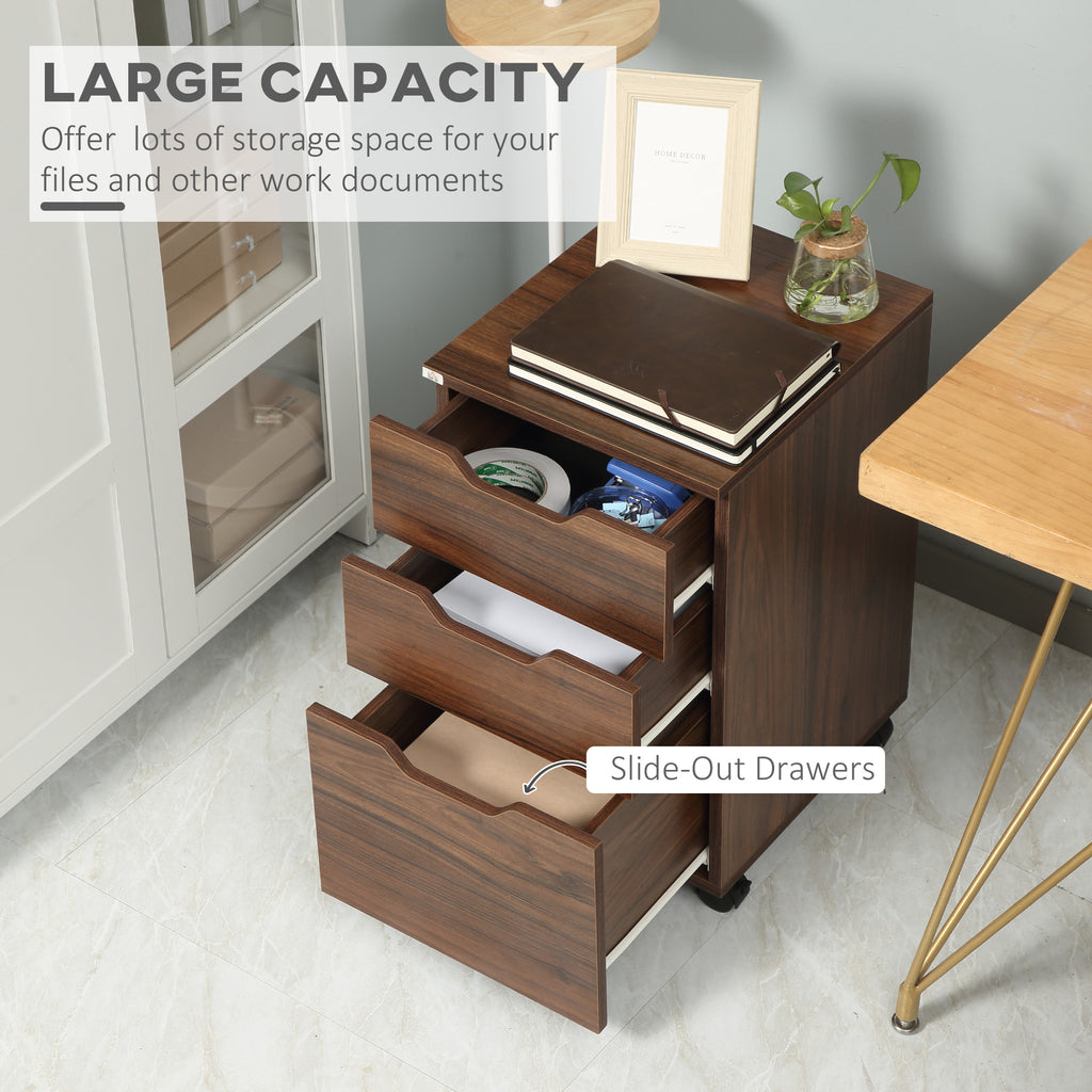 3-Drawer Rolling File Cabinet, Under Desk Printer Stand, Wood Grain – image 4