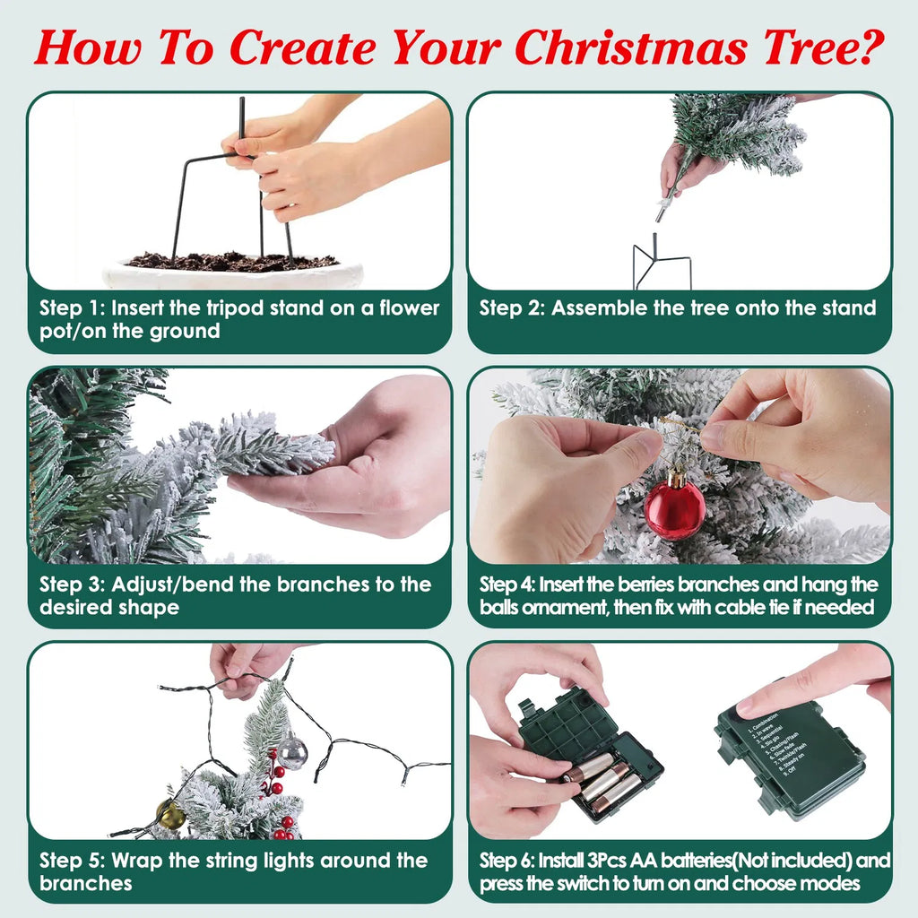 Tabletop Christmas Tree with 50 LED Lights and Timer – image 6