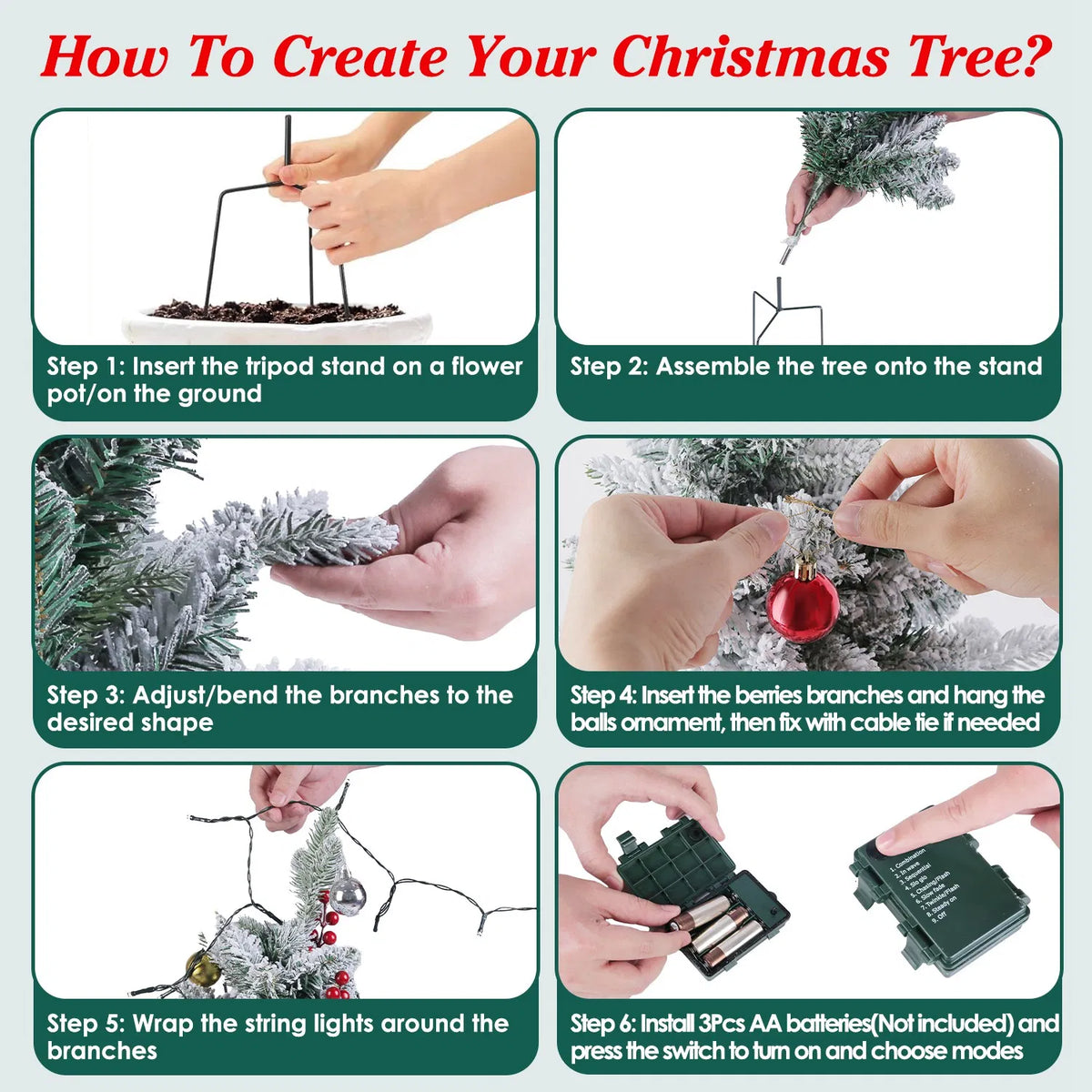 Tabletop Christmas Tree with 50 LED Lights and Timer – image 6