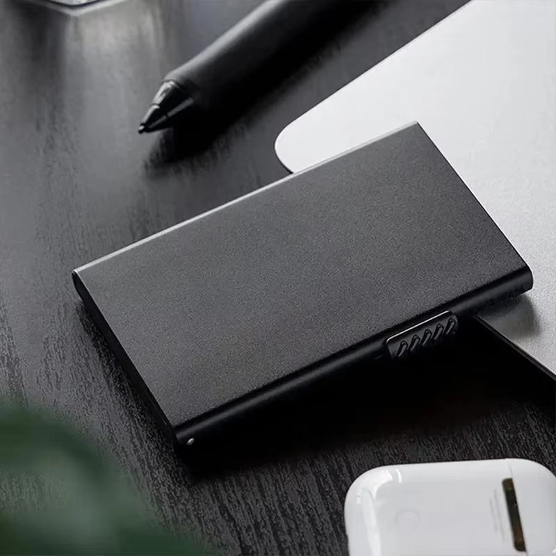 Pop-Up Card Holder Wallet Slim Minimalist Black – image 3