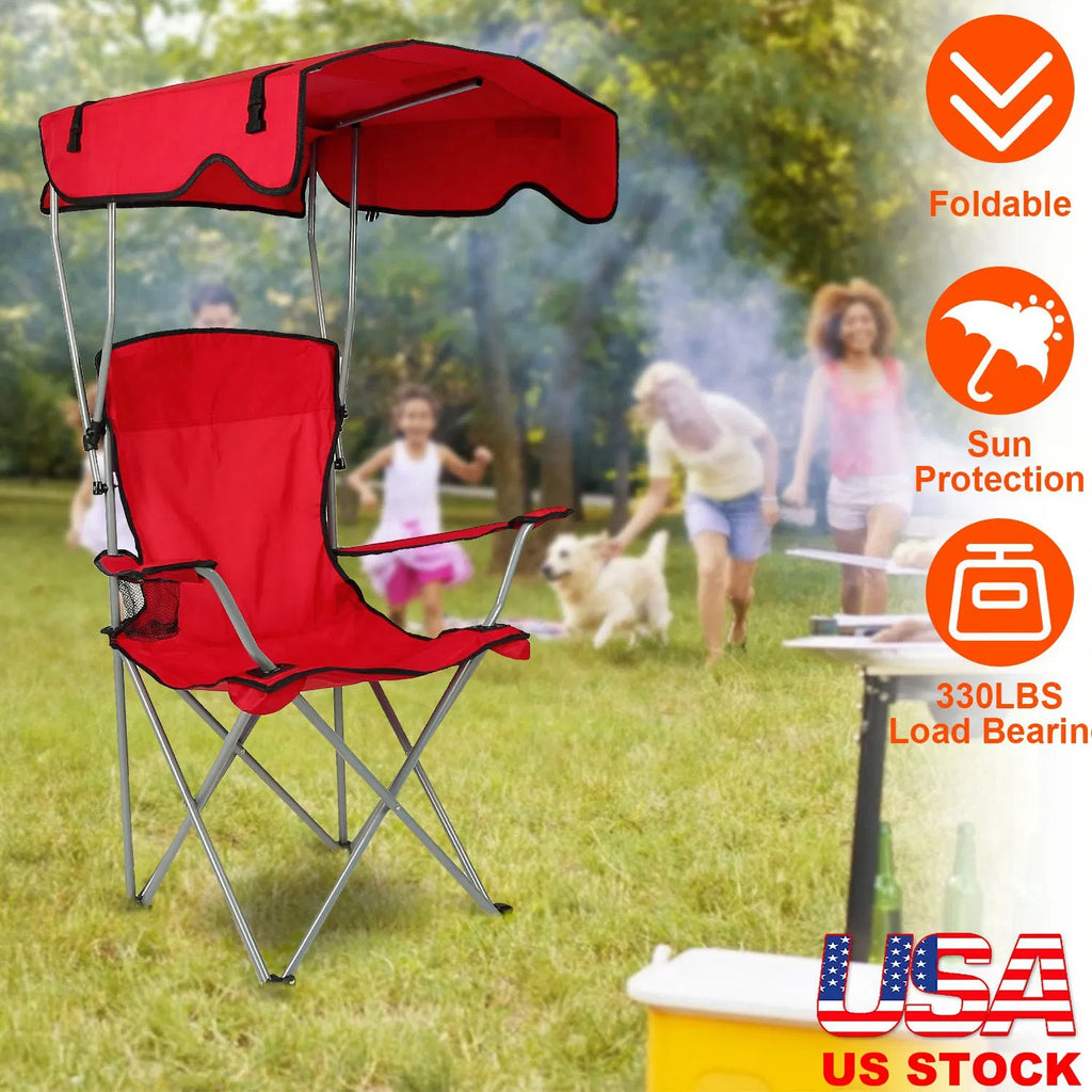 Folding Canopy Lawn Chair with Cup Holder, 330 lb Capacity – image 4