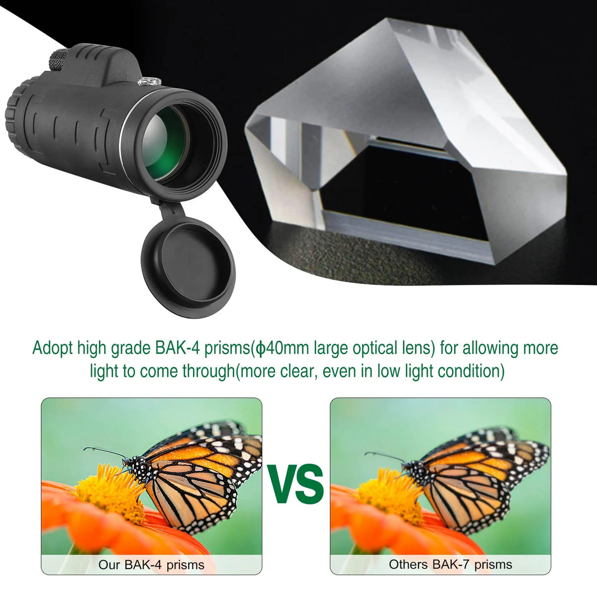 40x40 HD Monocular Telescope with Phone Adapter & Mini Tripod – image 6