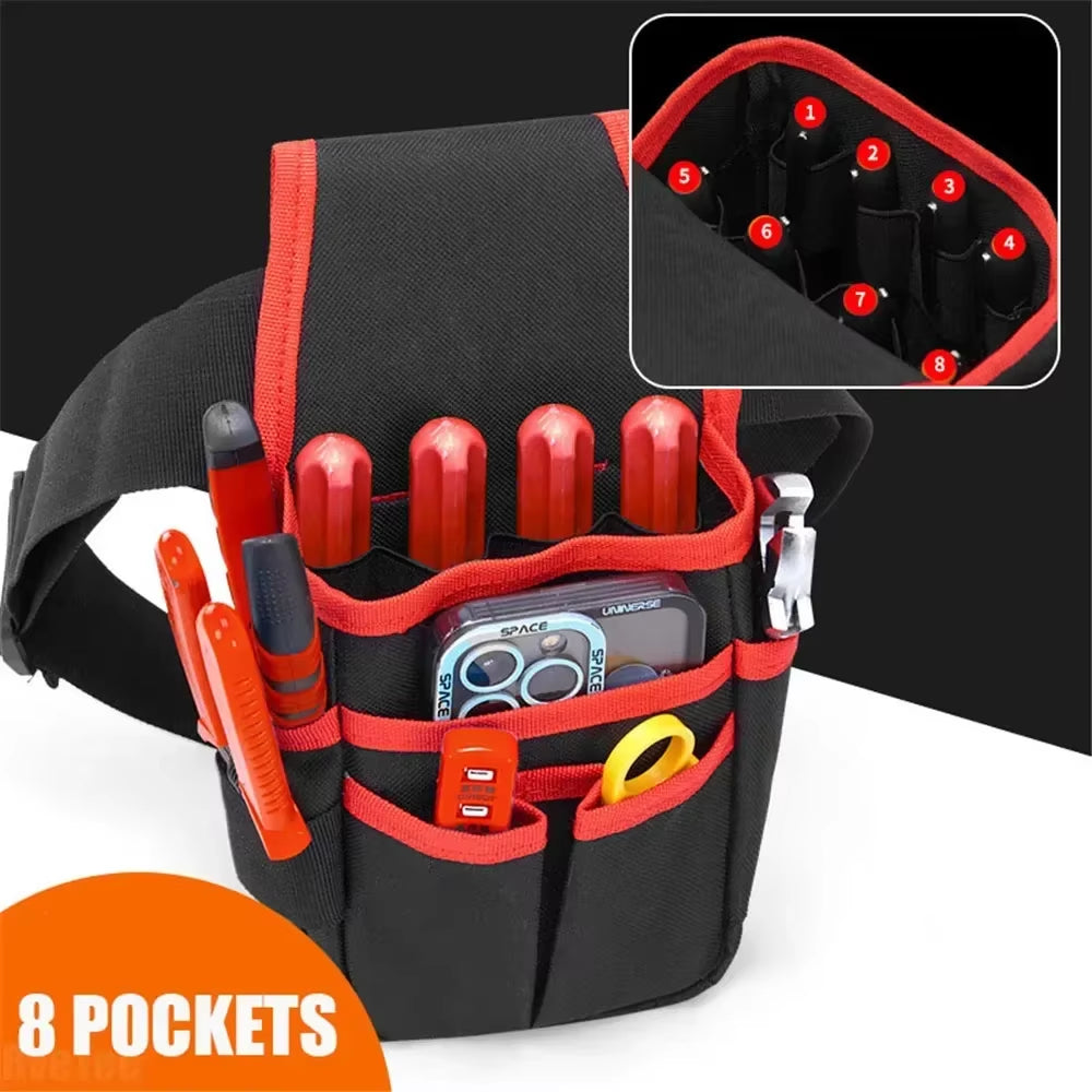 Electrician Tool Pouch with Belt, 8-Pocket Oxford Waist Tool Holder – image 2