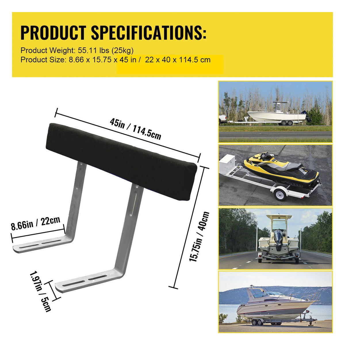 Boat Trailer Guide-Ons with 48 in Carpeted Boards, 2-Pack – image 7