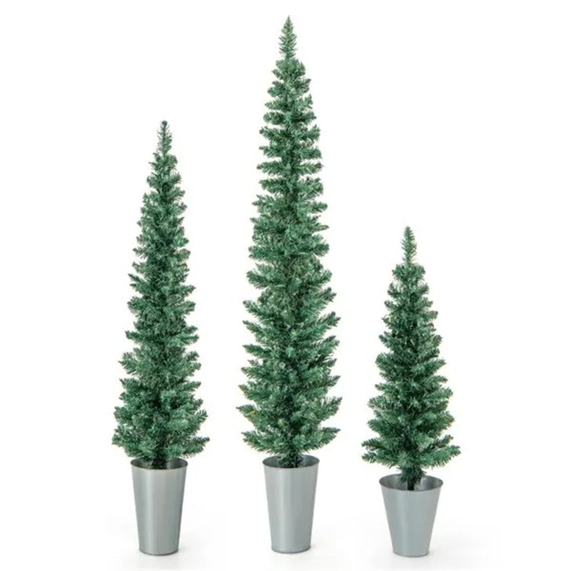Potted Artificial Christmas Trees Set of 3 Porch Decor