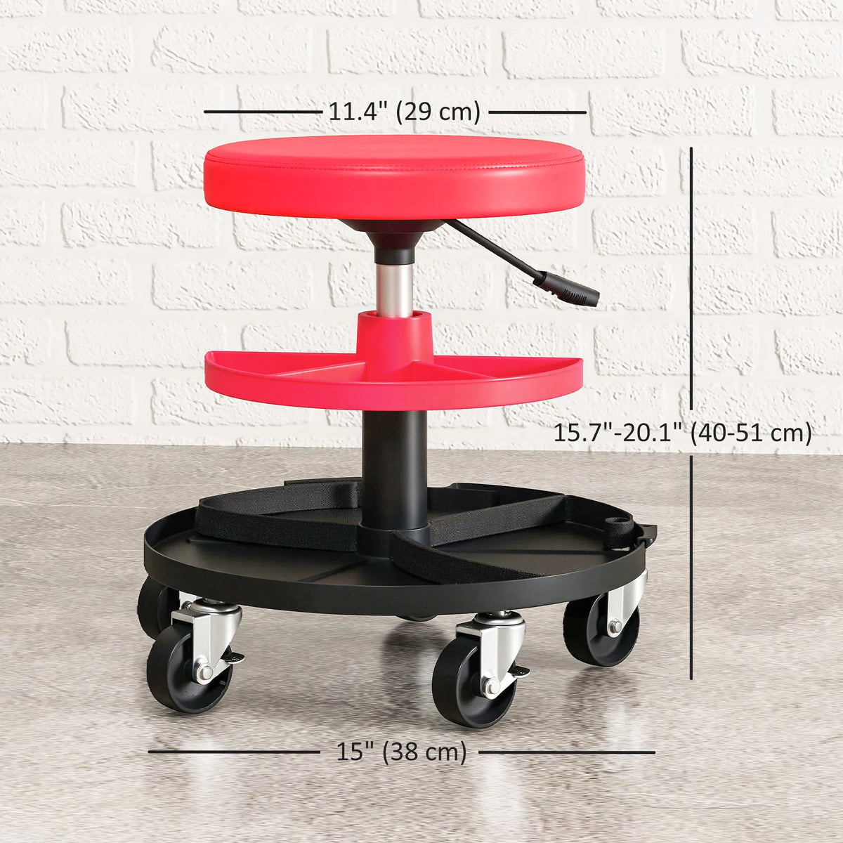 Rolling Garage Shop Stool 300 Lb with Tool Trays Adjustable Height