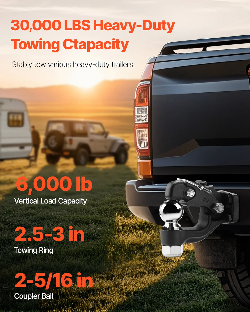 Pintle Hook Hitch Combo with 2-5/16 in Ball, 30,000 lb Towing – image 2