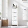 Bathroom Floor Cabinet with 4 Drawers, Narrow Freestanding, White