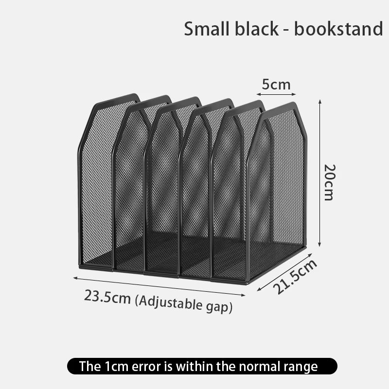 5-Section Metal Mesh File Folder Stand, Vertical Desktop Organizer – image 1