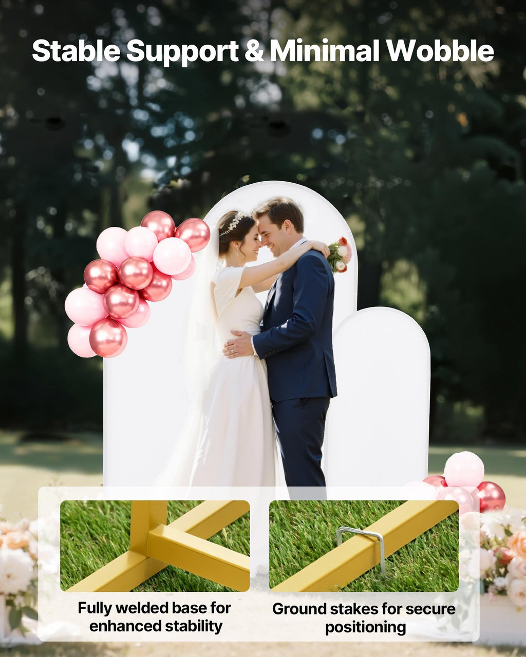 Gold Metal Arch Backdrop Stand Set of 3 With Covers 6/5/4 Ft – image 4