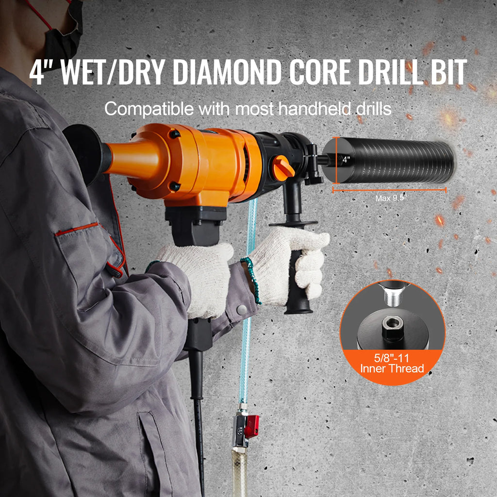 Diamond Core Drill Bit 4 in, Wet/Dry for Concrete and Brick – image 2