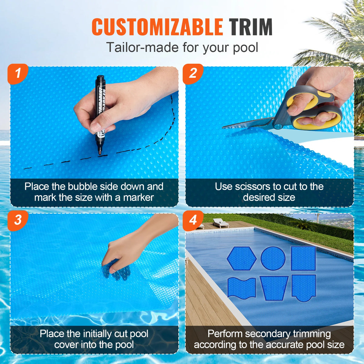 Solar Pool Cover 36 x 18 ft Rectangle, 12 Mil Solar Blanket – image 6
