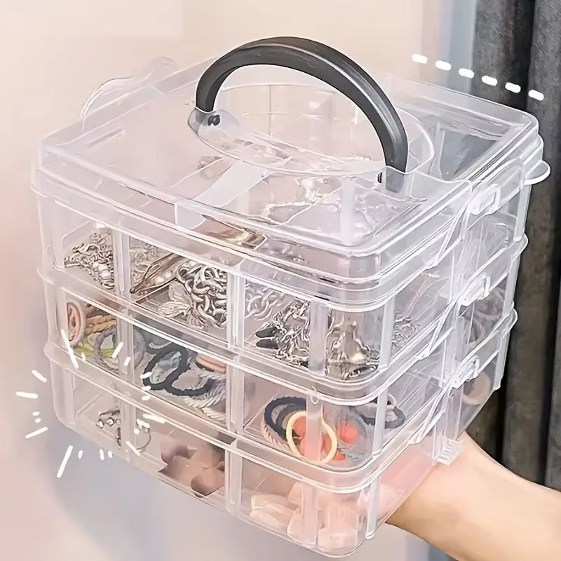 Compartment Organizer Box - 18 Grid Clear Stackable with Handle – image 4