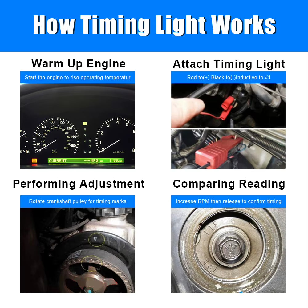 Ignition Timing Light 12V, Inductive Strobe Timing Gun for Gas Engines – image 6