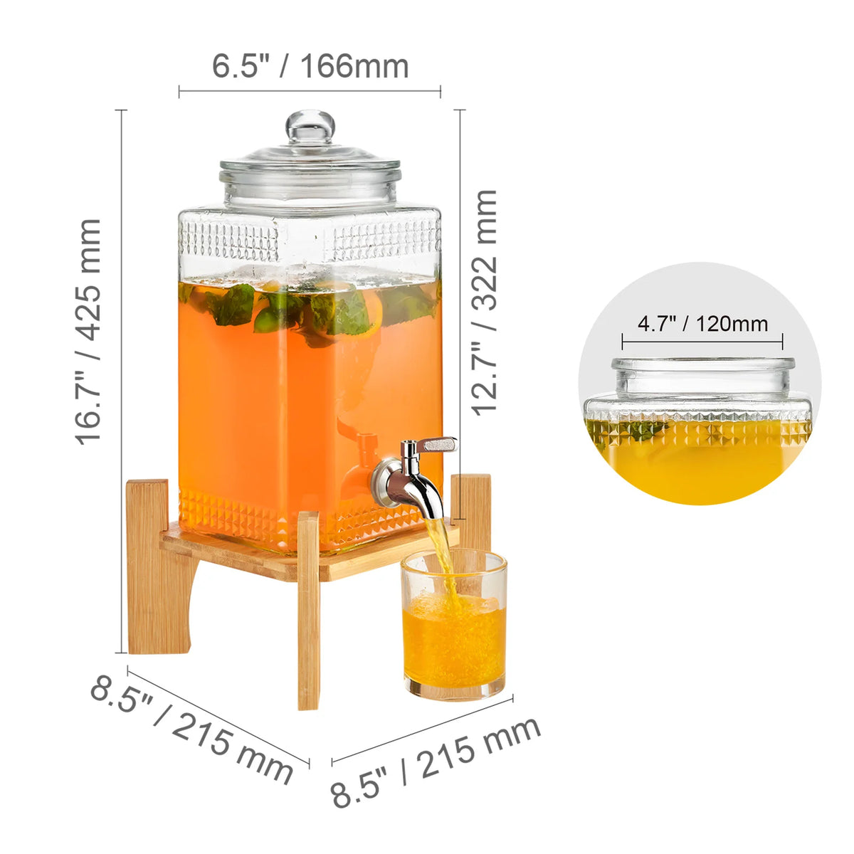 Set of 2 Glass 1.5 Gallon Punch Jars with Stand and Steel Taps – image 8