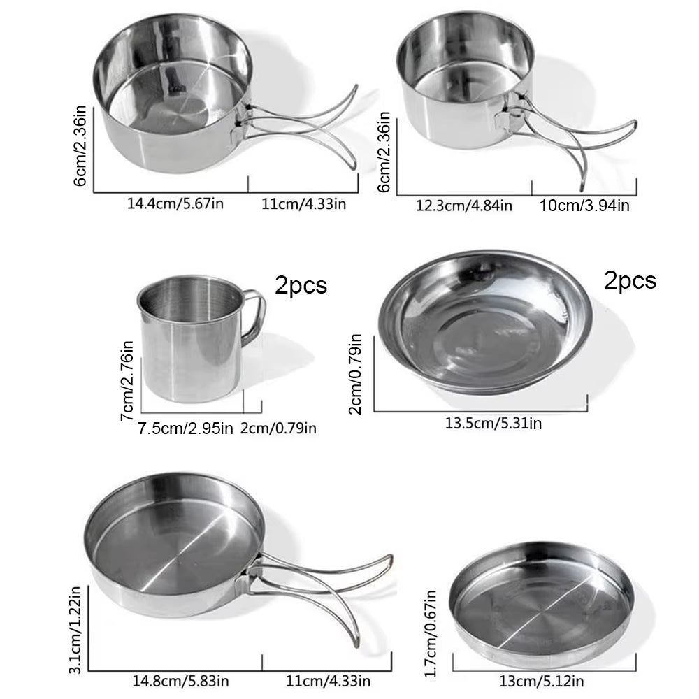 8-Piece Stainless Steel Camping Cookware Set with Pots, Pan and Cups – image 5