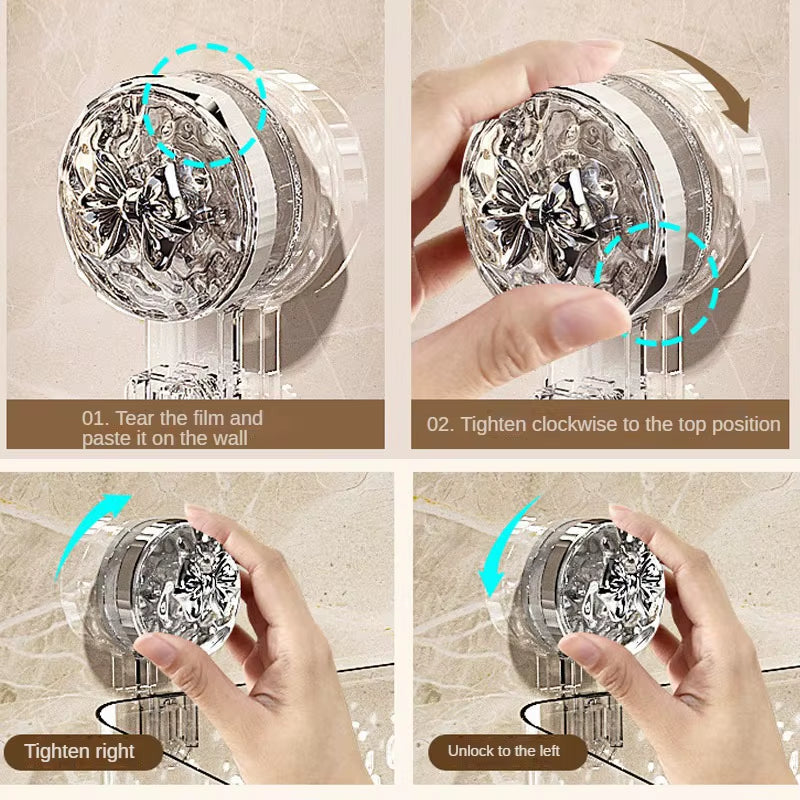 Suction Cup Shower Caddy – Glacier Pattern Bathroom Shelf – image 4
