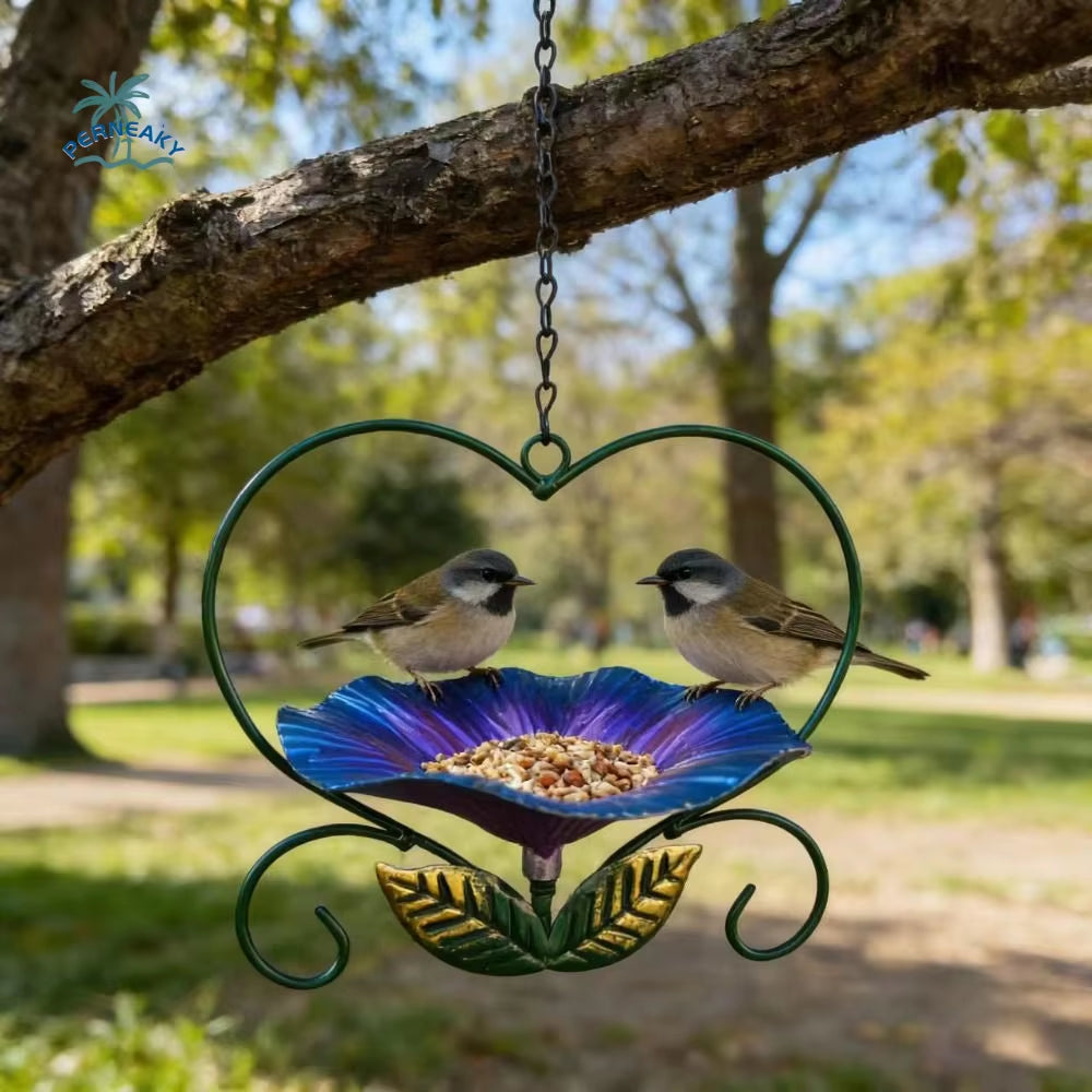 Heart Bird Feeder - Hanging Iron Feeding Station – image 2