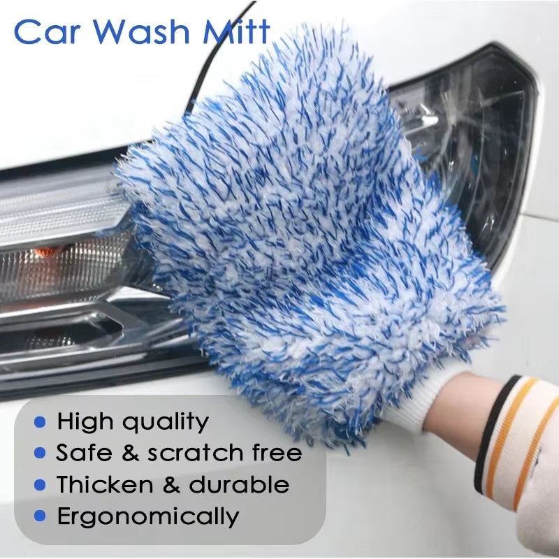 Plush Microfiber Car Wash Mitt - Thick Scratch-Free Wash Glove – image 6