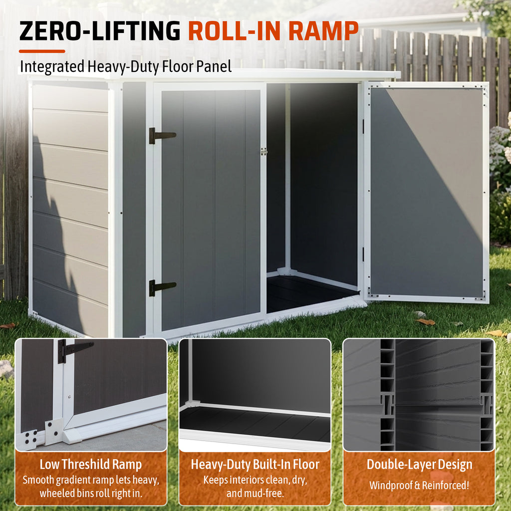 Outdoor Storage Shed Horizontal with Ramp and Lockable Lid, 33 cu ft – image 10