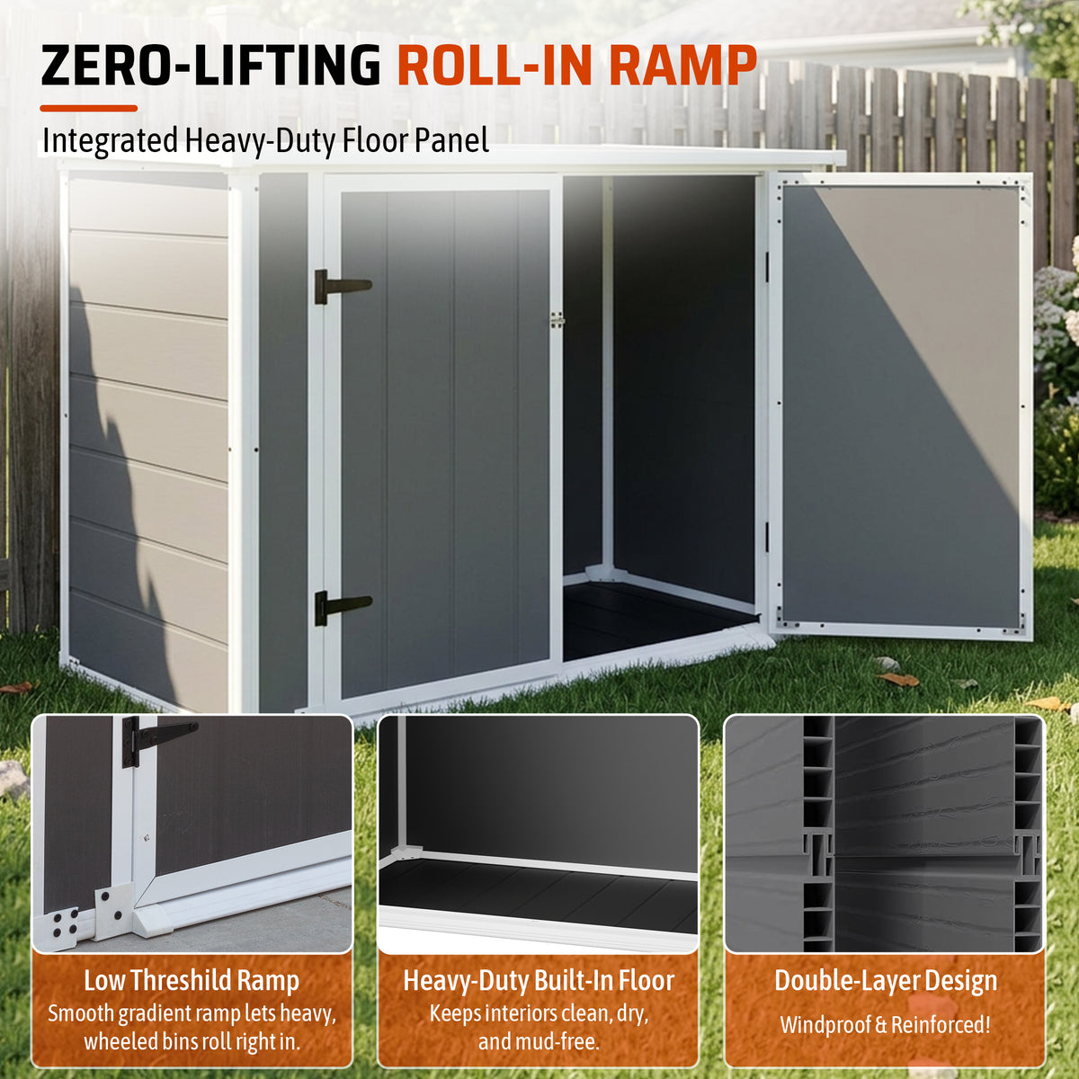 Outdoor Storage Shed Horizontal with Ramp and Lockable Lid, 33 cu ft – image 10