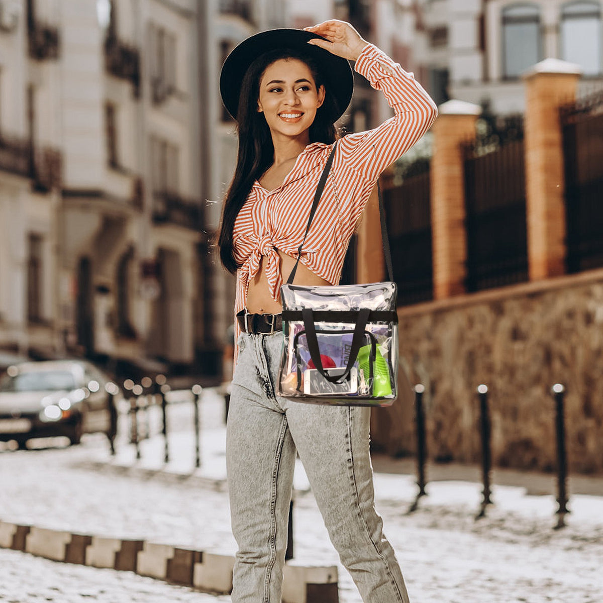 Clear Crossbody Bag – Stadium Tote with Adjustable Strap – image 11