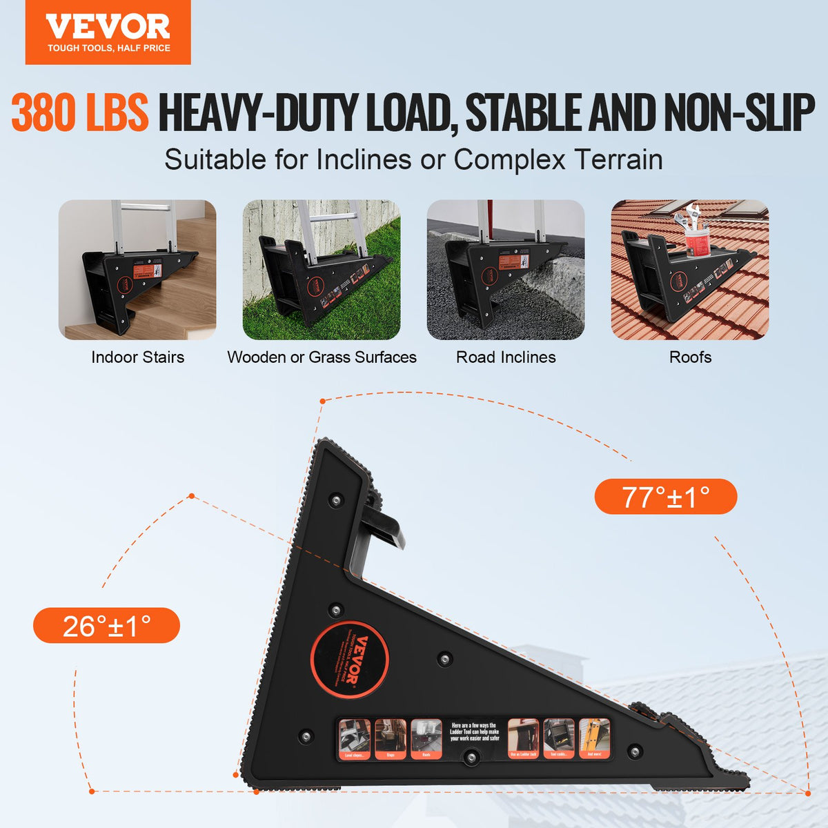 Ladder Leveler for Roofs and Stairs, 380 lb Pitch Hopper Stabilizer – image 2
