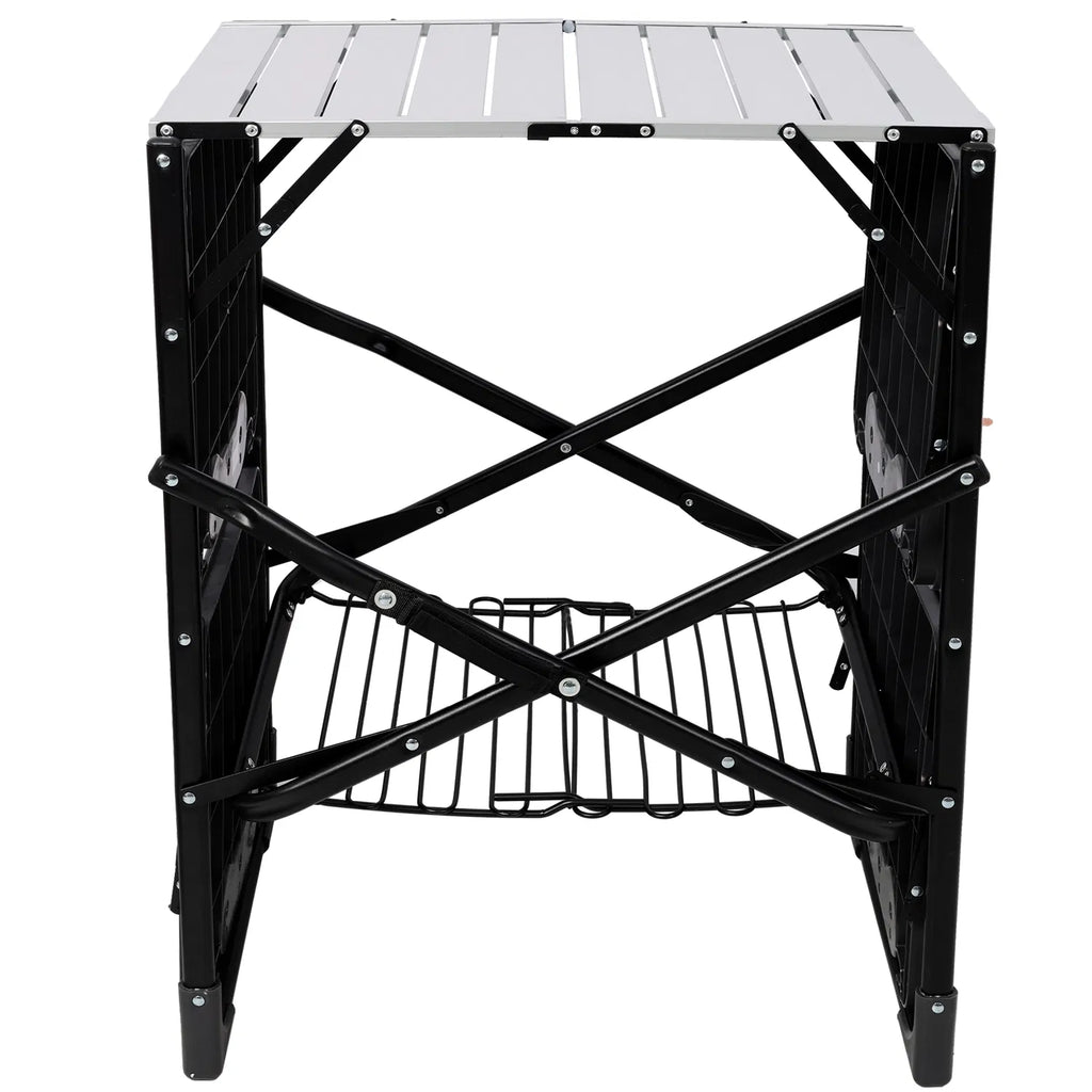 Folding Camp Kitchen Prep Station with Side Shelves and Storage Rack – image 9