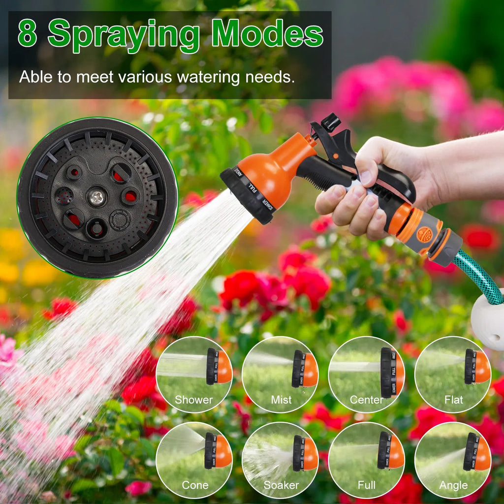 Wall Mount Retractable Garden Hose Reel 98 Ft with Sprayer