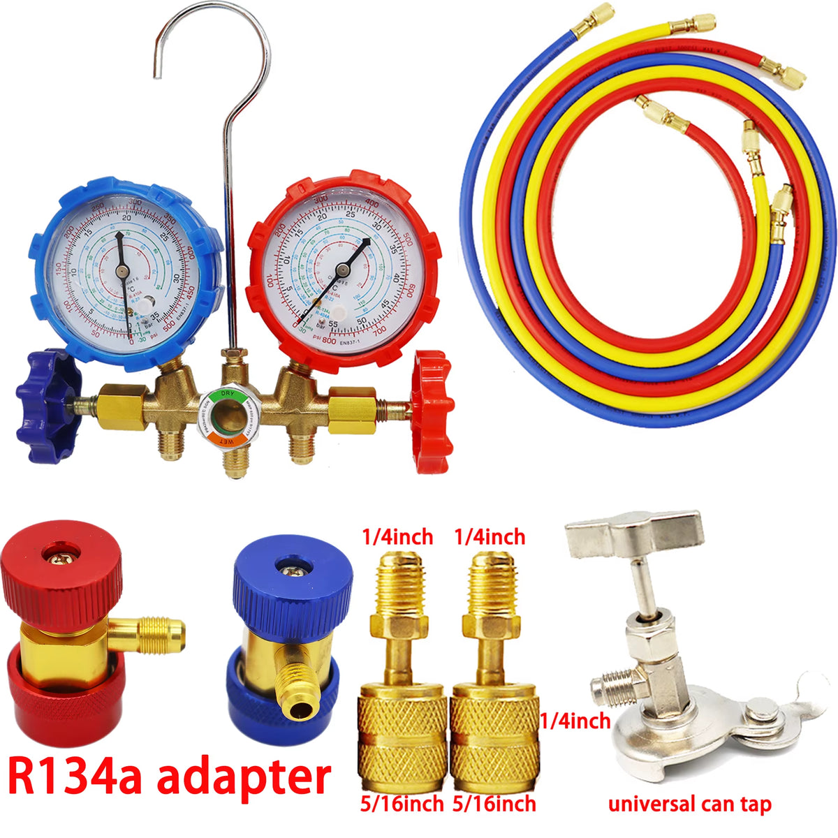 HVAC Refrigerant Manifold Gauge Set, R410A R22 R134A