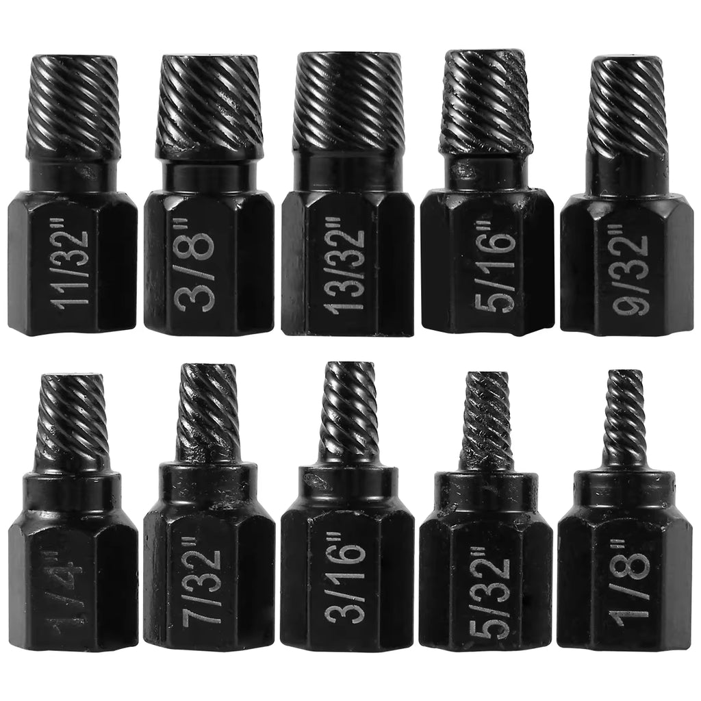 10-Piece Screw Extractor Set - Stripped & Broken Bolt Remover Bits