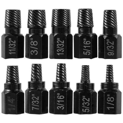 10-Piece Screw Extractor Set - Stripped & Broken Bolt Remover Bits