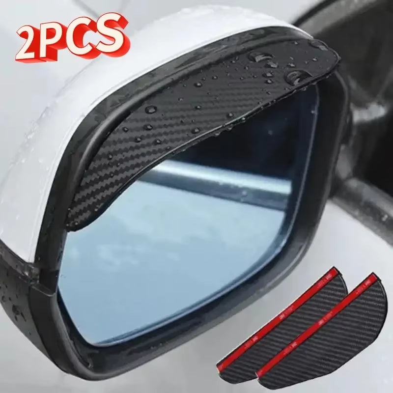 Side Mirror Rain Visor 2 Pack - Universal Carbon Fiber Look Rearview Mirror Rain Guard